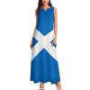 Scotland Flag Women's Maxi Dress Summer Sleeveless Casual Long Dresses with Pockets