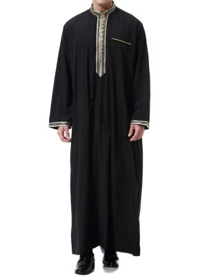 Islamic Mens Clothing Kaftan Maxi-Muslim Male Shirt Long Sleeve Abaya Dubai Cotton…