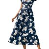 Women's Summer Dresses 2025 Short Sleeve Maxi Dress Casual V Neck Flowy Sundress with Pockets